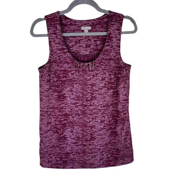 J. Jill Burgundy Heather Scoop Neck Lined Knit Pullover Tank Blouse Size S - Picture 1 of 7